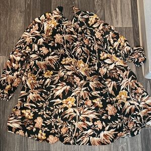 Floral Black and Beige Dress